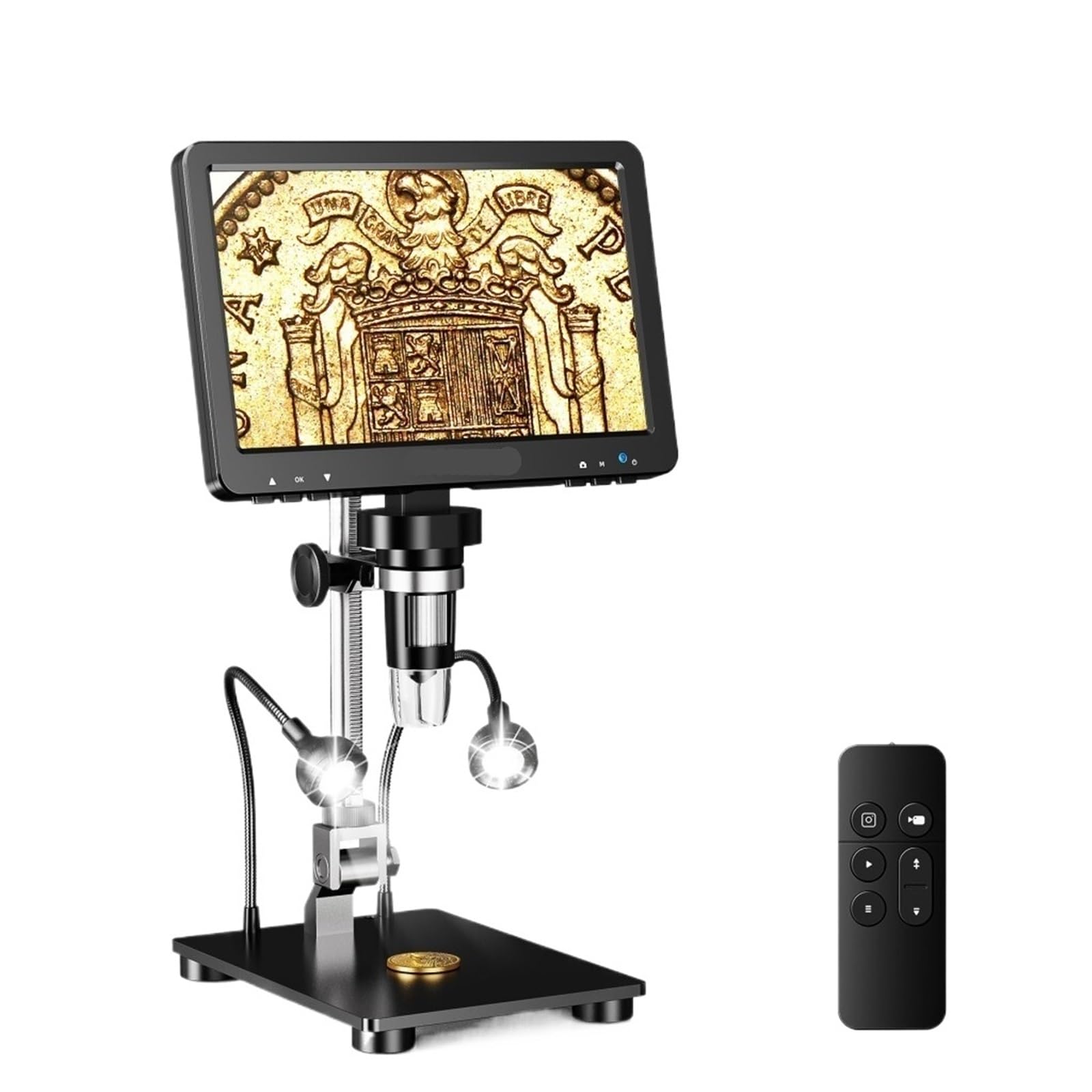 Microscopio Digital DM9 Pro con Pantalla IPS de 7'', microscopio visión Completa Monedas 1200X, Profesional for soldar 16 MP