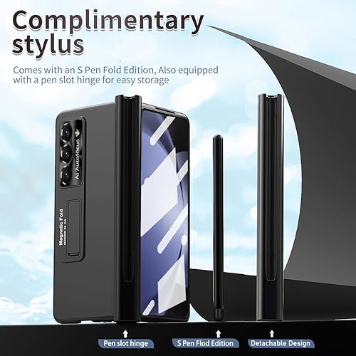 Miniatura 2 de Funda para Samsung Galaxy Z Fold 5 con soporte para bolígrafo S y bolígrafo, protección de bisagra protector de pantalla integrado función atril