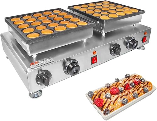 Crepera holandesa tamaño mini para hacer poffertje, de 45mm, eléctrica, diseño comercial, antiadherente