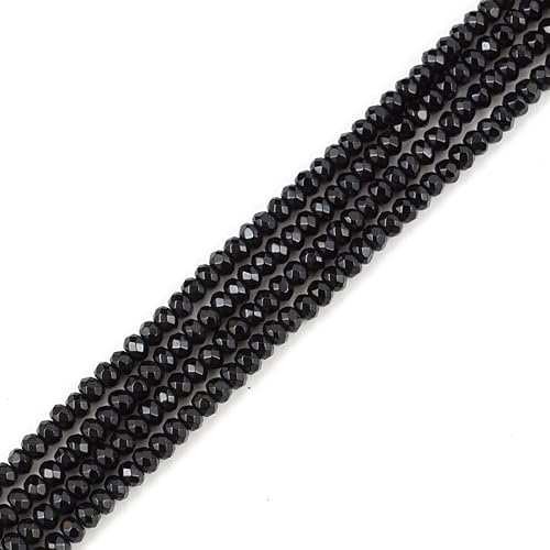 Adabele - 1 hebra de piedra preciosa curativa de cuarzo negro azabache natural de 0.118 pulgadas (135-145 piezas) para hacer joyas y manualidades