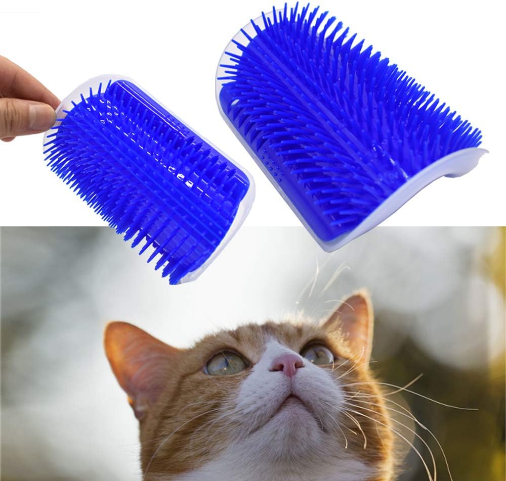 Renashed 2 Pack Cat Brush Massage Corner Groomer Dog Cat Self Grooming Corner Wall Brush