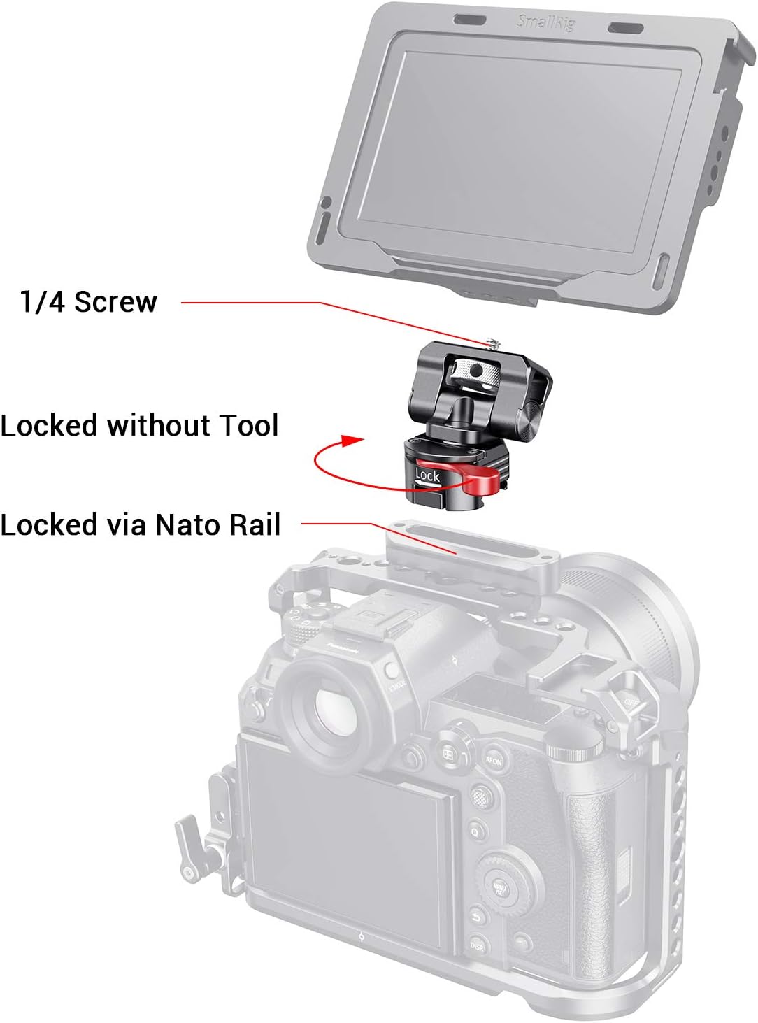 Frее Shірріng Ovеr $50 SmallRig Field Monitor Holder Mount with Quick Release NATO Clamp for 5 inch and 7 inch Monitor, Swivel and Tilt - 2347