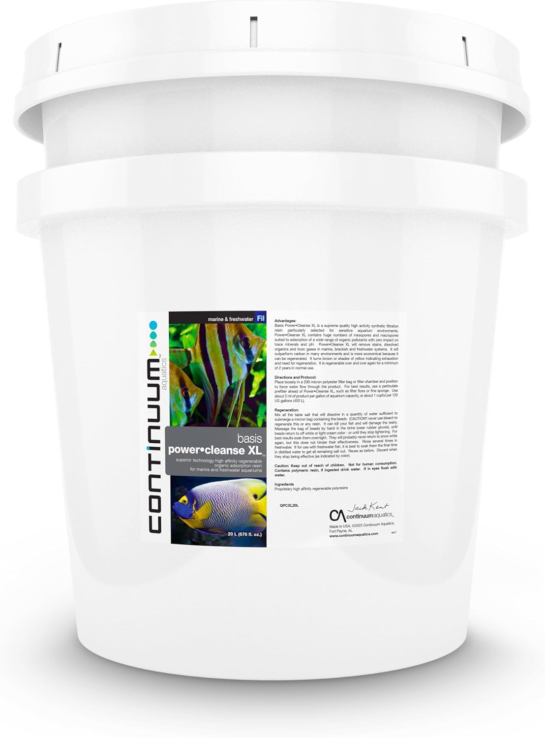 Continuum Aquatics Basis Power Cleanse XL - Regenerable Organic Filtration Resin for Marine and Freshwater Aquariums, 500-ml