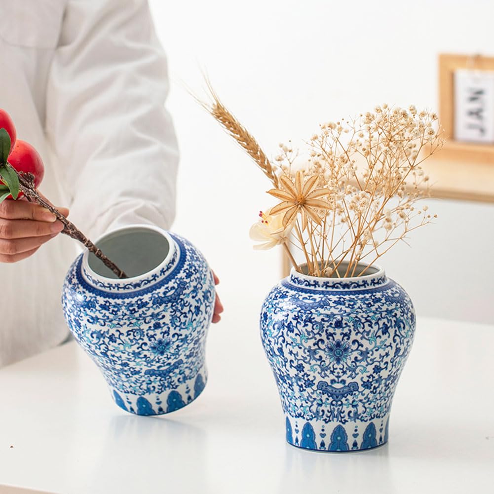 Amazon.co.jp: XIUWOUG ヴィンテージブルーとホワイトの花瓶