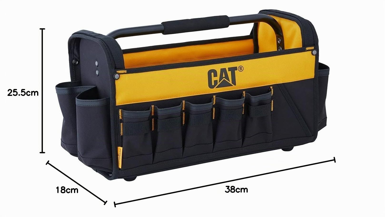 CATERPILLAR - Bolsa de herramientas 12L poliéster/PVC 1 bolsillo interior 16 bolsillos exteriores