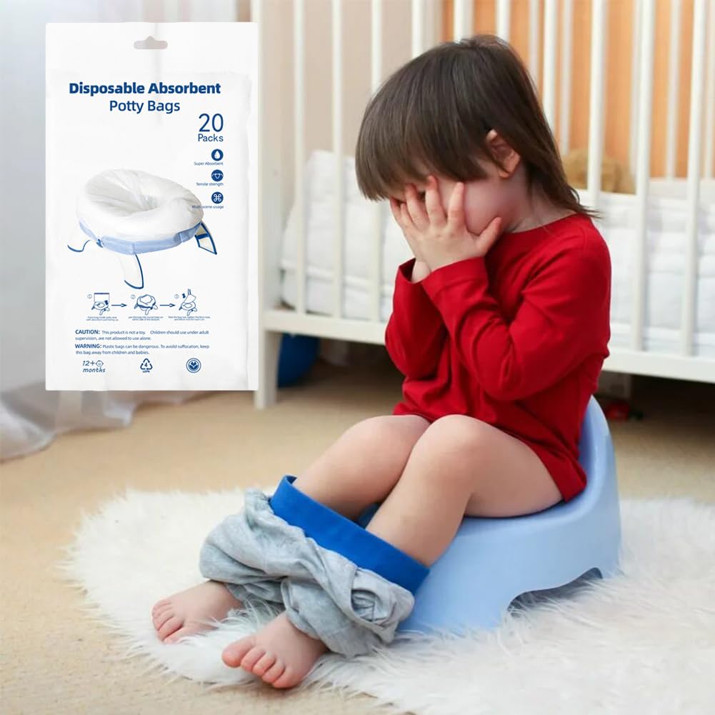 Sacchetti per Sedia WC Portatili 20 Pezzi con Cuscinetto Assorbente per Bambini Adulti Animali Viaggi