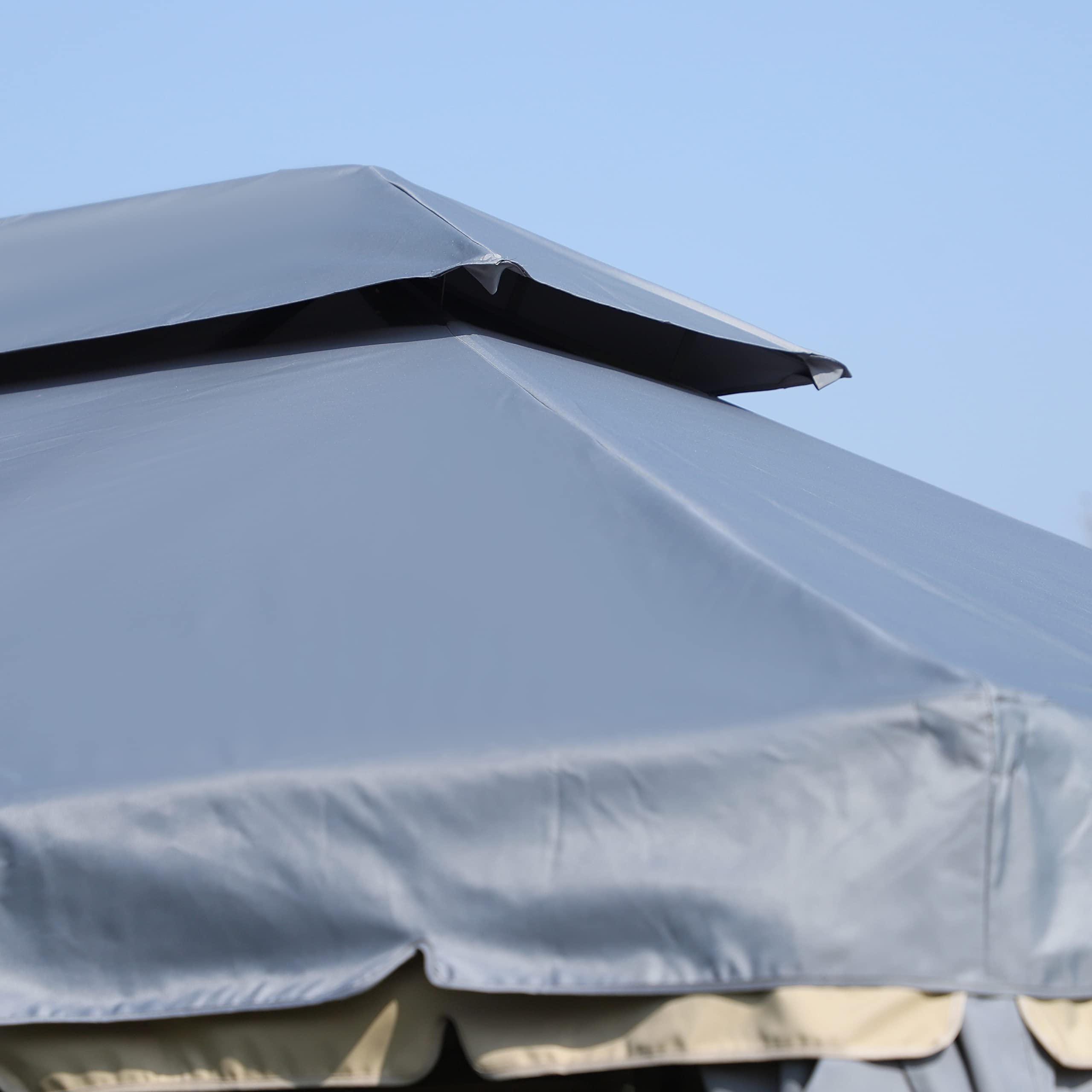 Outsunny Tonnelle de Jardin Extérieur Barnum Toit Double 4x3m Gris | Rideaux et Moustiquaire, Tente de Réception en Aluminium, pour Terrasse Patio Mariage Baptême