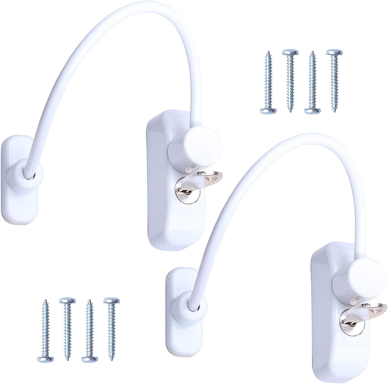 ELECDON 2 Pack Window Door Restrictor Child Baby Safety Security Lock Cable Wire with SelfDrilling Screws and Keys for Home Public and Commercial Applications