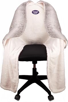 The Original Office Chair Blanket by SnuggleBack; Cozy Comfy Office Desk Chair Wrap Attaches for Hands-Free Warmth. Stay Warm In The Winter or Summer. Silver Grey Faux Fur