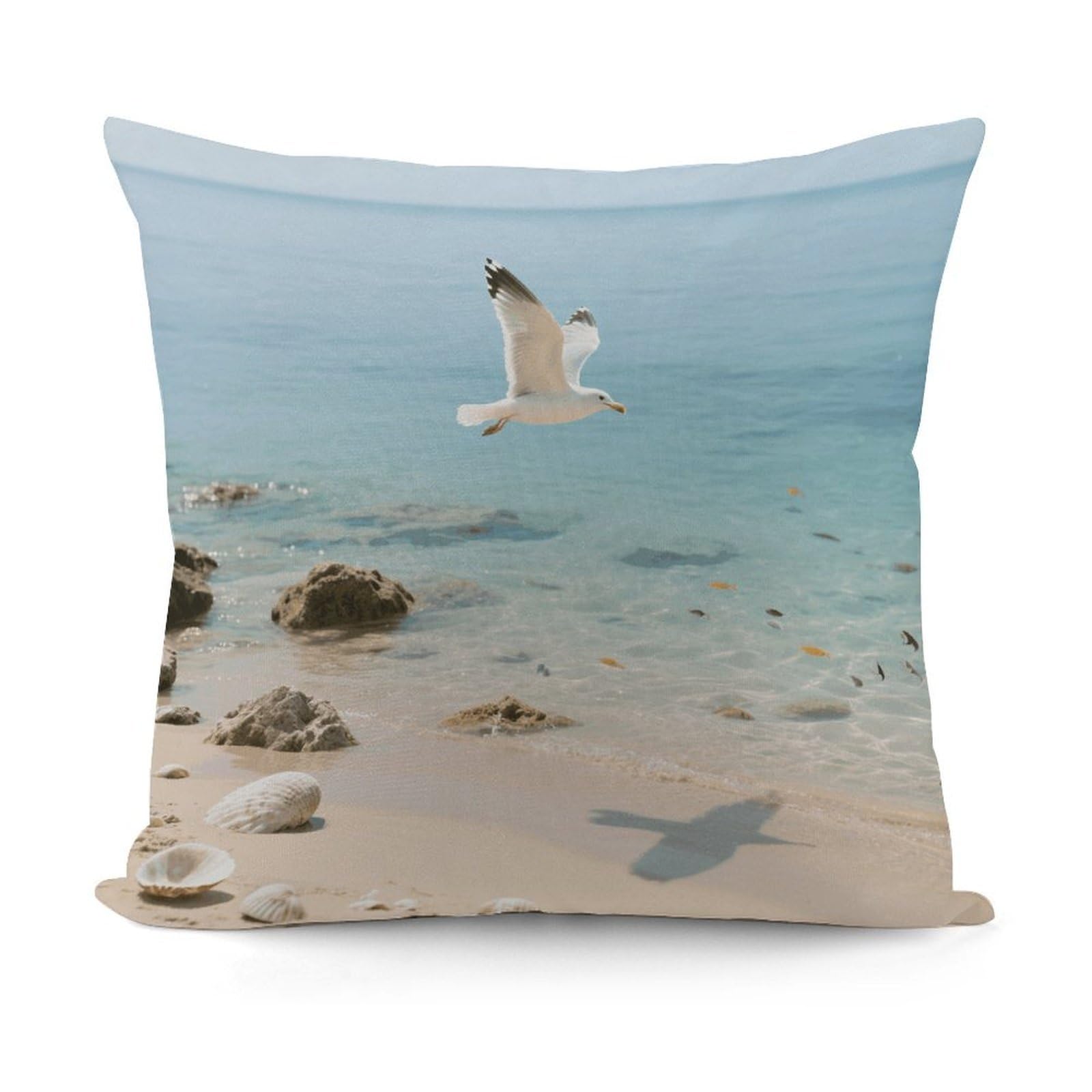 VstaDank Ocean Pillow Cover with Invisible Zipper Square Throw Pillowcase Plush Couch Sofa Pillow Case 18x18 Inch Decorative Throw Cushion Covers for Sofa Living Pillowcover