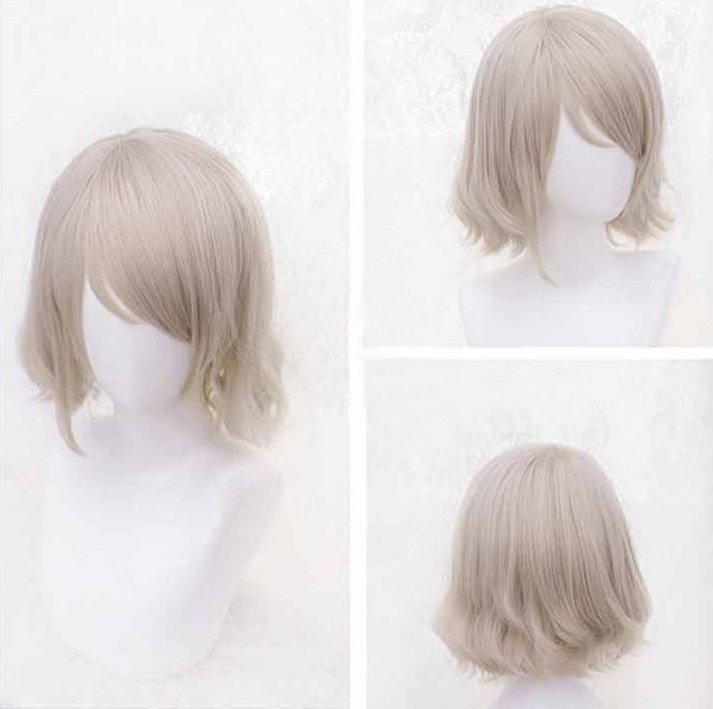 Short Curly Anime Cosplay hair wig Gray mixed