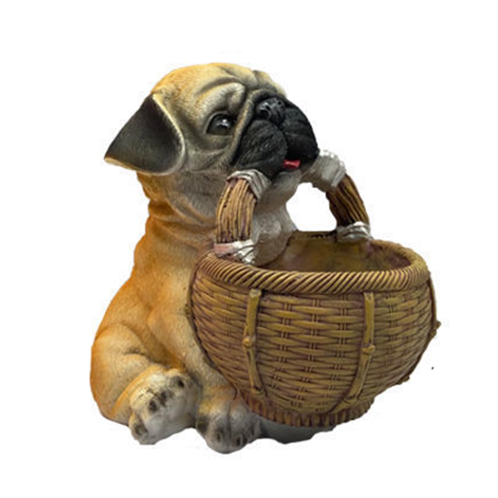Panier de rangement de statue de chien carlin pour stopper le désordre