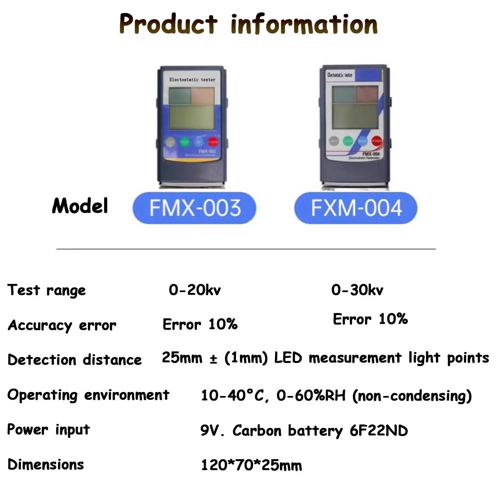 Medidor de campo electrostático, comprobador de voltaje, medidor de electricidad estática, monitor de eliminación, medidor de campo,FMX-003（0-20KV)