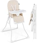 INFANS Chaise haute bébé, chaise haute portable pliable rapide pour les bébés et les tout-petits avec repose-pieds réglable PU Siège, Chaises hautes compactes pour bébé de 6 à 36 mois (Beige)