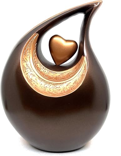 Miniatura 58 de Urna de corazón de lágrima dorada blanca para cenizas humanas Urnas de cremación para cenizas adultas Urna de ceniza funeraria para hombres