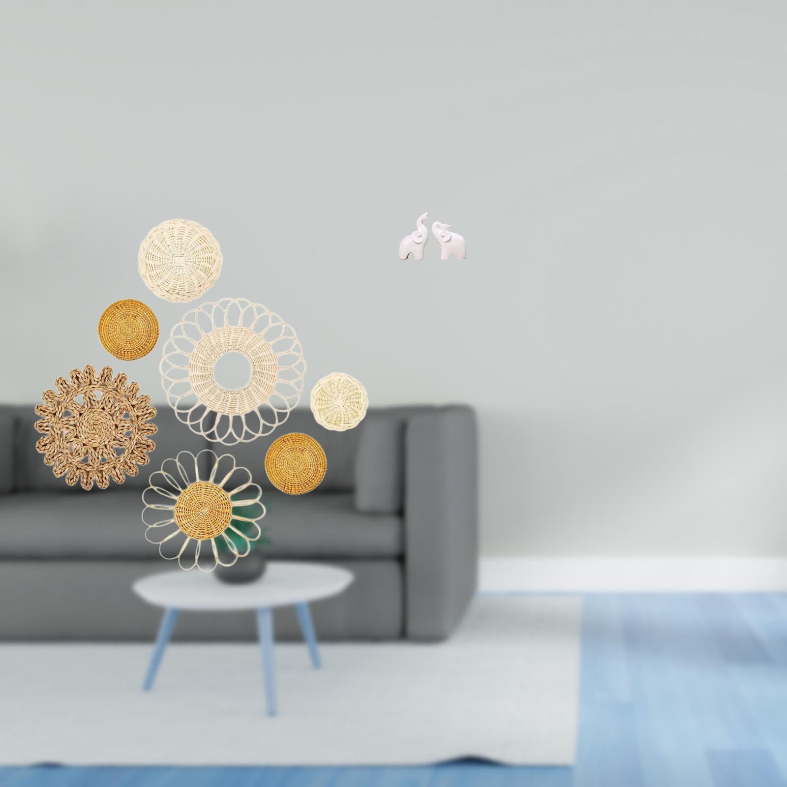 Enakshi® Rattan Woven Wall Art and Elephant Sculptures Ornaments for Tea Room Hallway Bedroom Porch Cafe Entrance Office Decor|Home & Garden | Home Decor | Baskets-image-27