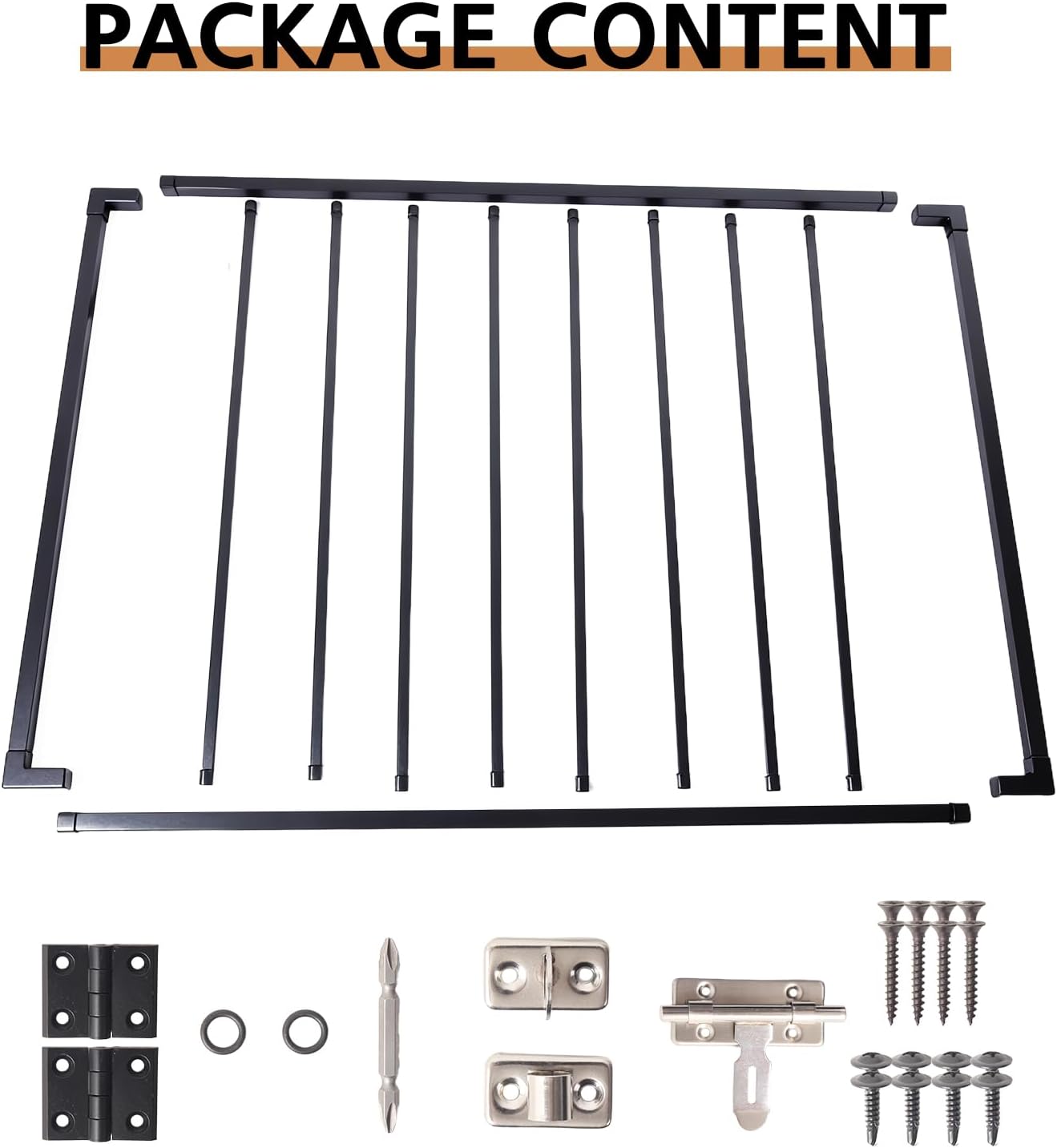 Deck Fence Gate Kit (38" Height X 48" Width) – Entry Way Metal Gate Black Powder Coated DIY Fence Gate for Residential Deck, Patio, Yard & Garden – Includes Hinges and Latch