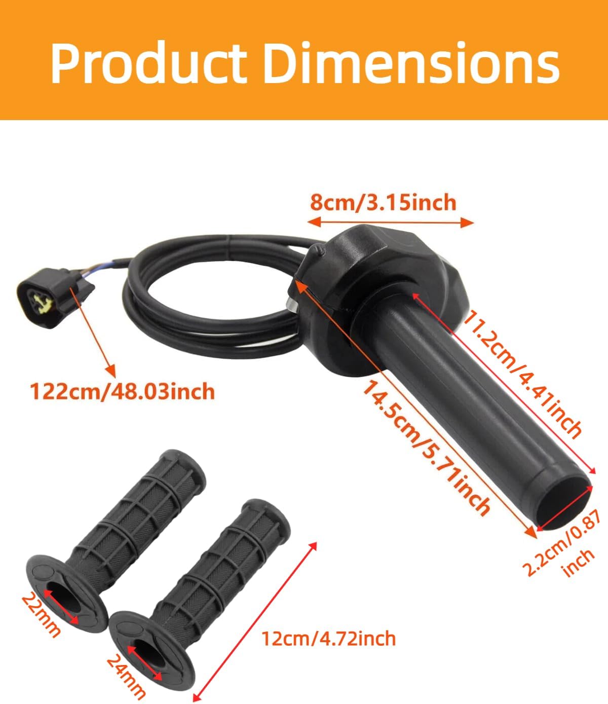 Full Twist Throttle for Surron Light Bee S/X/LBX,Segway X160 X260,E-Ride Pro S SS 2.0 3.0, Waterproof E-Bike Throttle Grips Kit for Surron Upgrade Parts, Smooth Control and Response