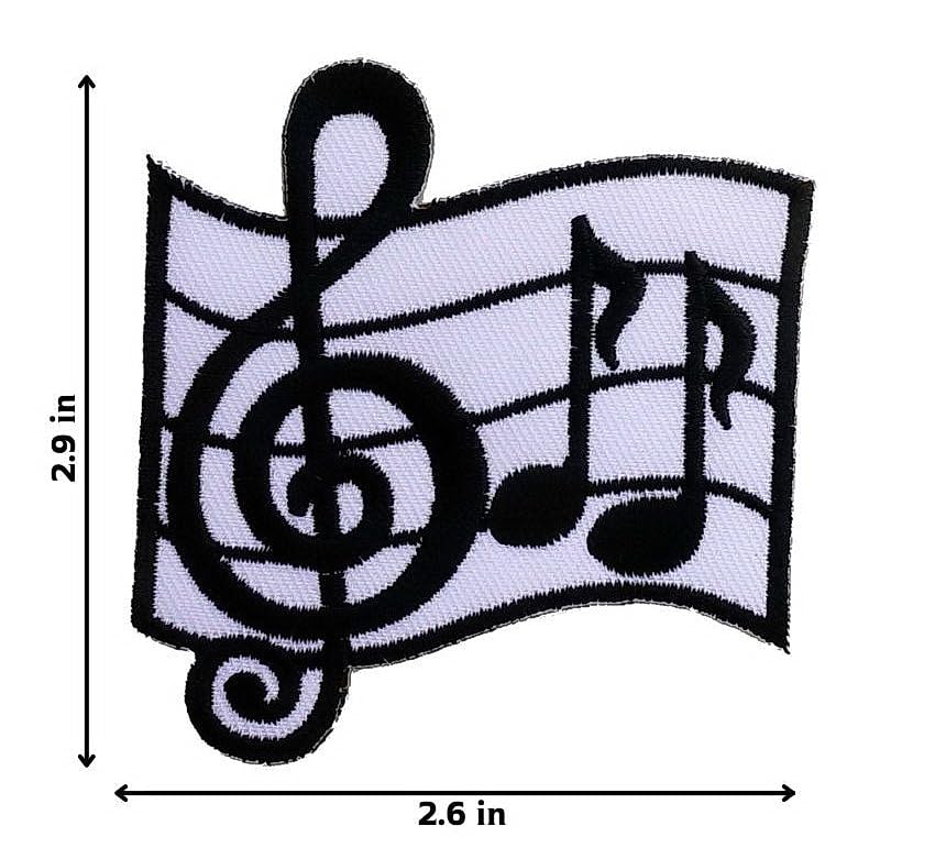 アート・デザイン・音楽 GiuseppeTerragniTransformations,critique Notas musicais G Clef oitava música bordado ferro no patch notação
