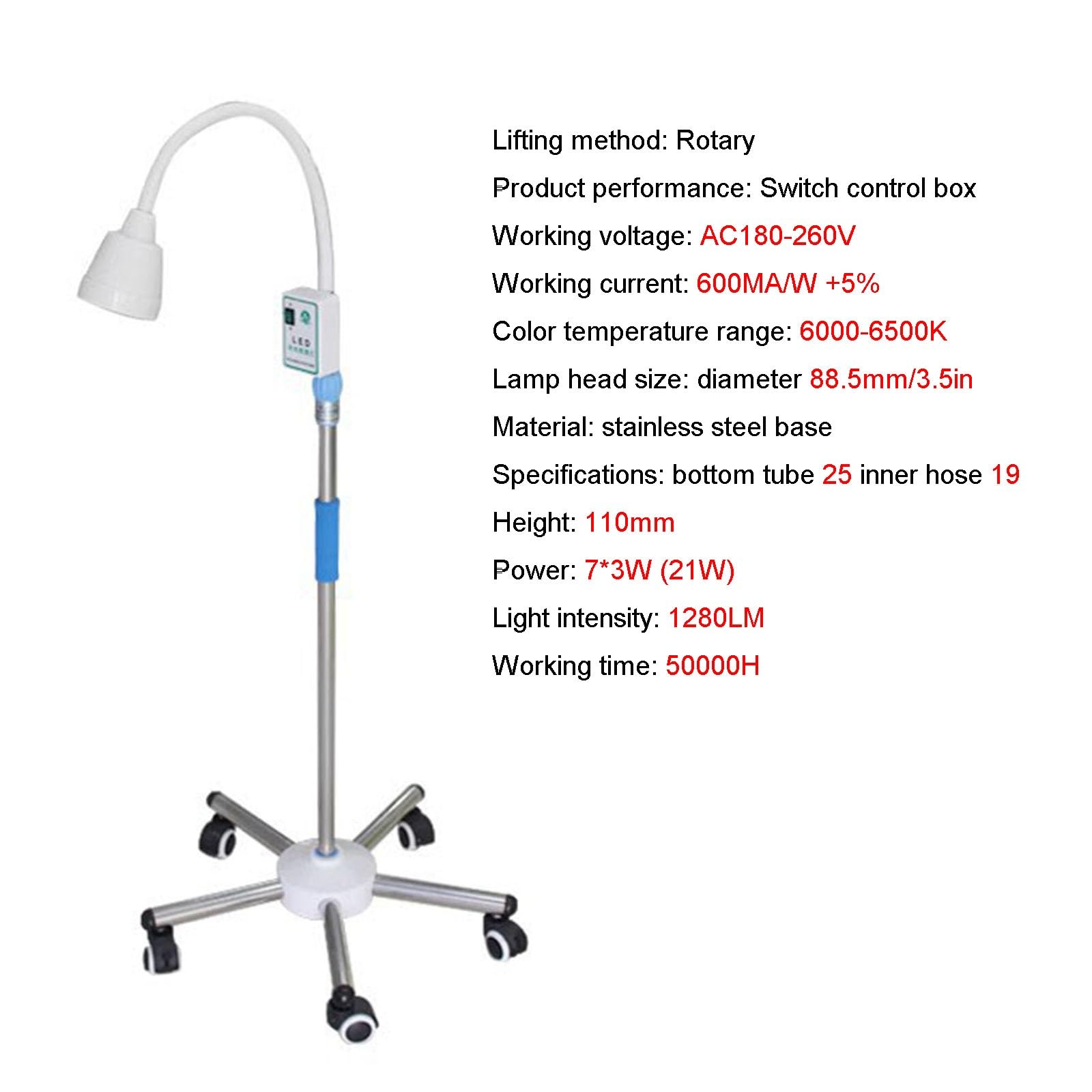 Lampada per Visita Ginecologica, Lampada Scialitica Girevole a 360°, Lampada per Visita Medica Mobile, LED Chirurgica Lampada, per Pazienti Ambulatoriali di Ginecologia