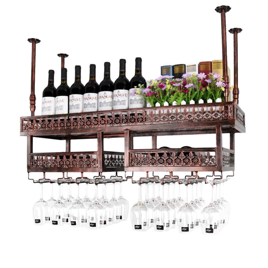 Porte-bouteilles de vin suspendu au design industriel chic en métal forgé noir