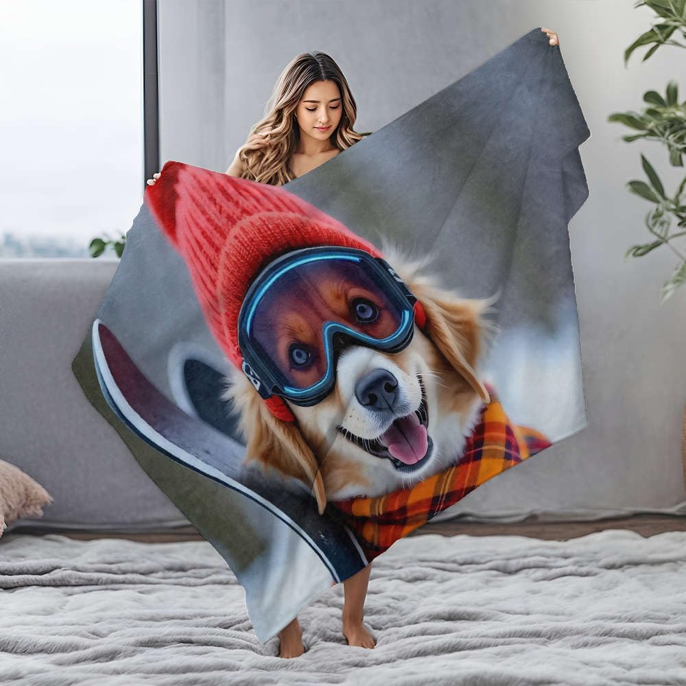 Couverture flanelle grand lit imprimé chien pour un intérieur joyeux