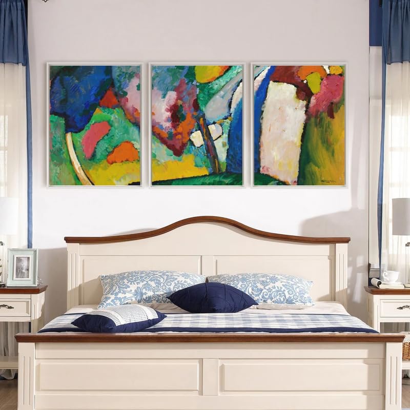 Tableau Kandinsky Cascade triptyque A4 abstrait poster mural multi panneau