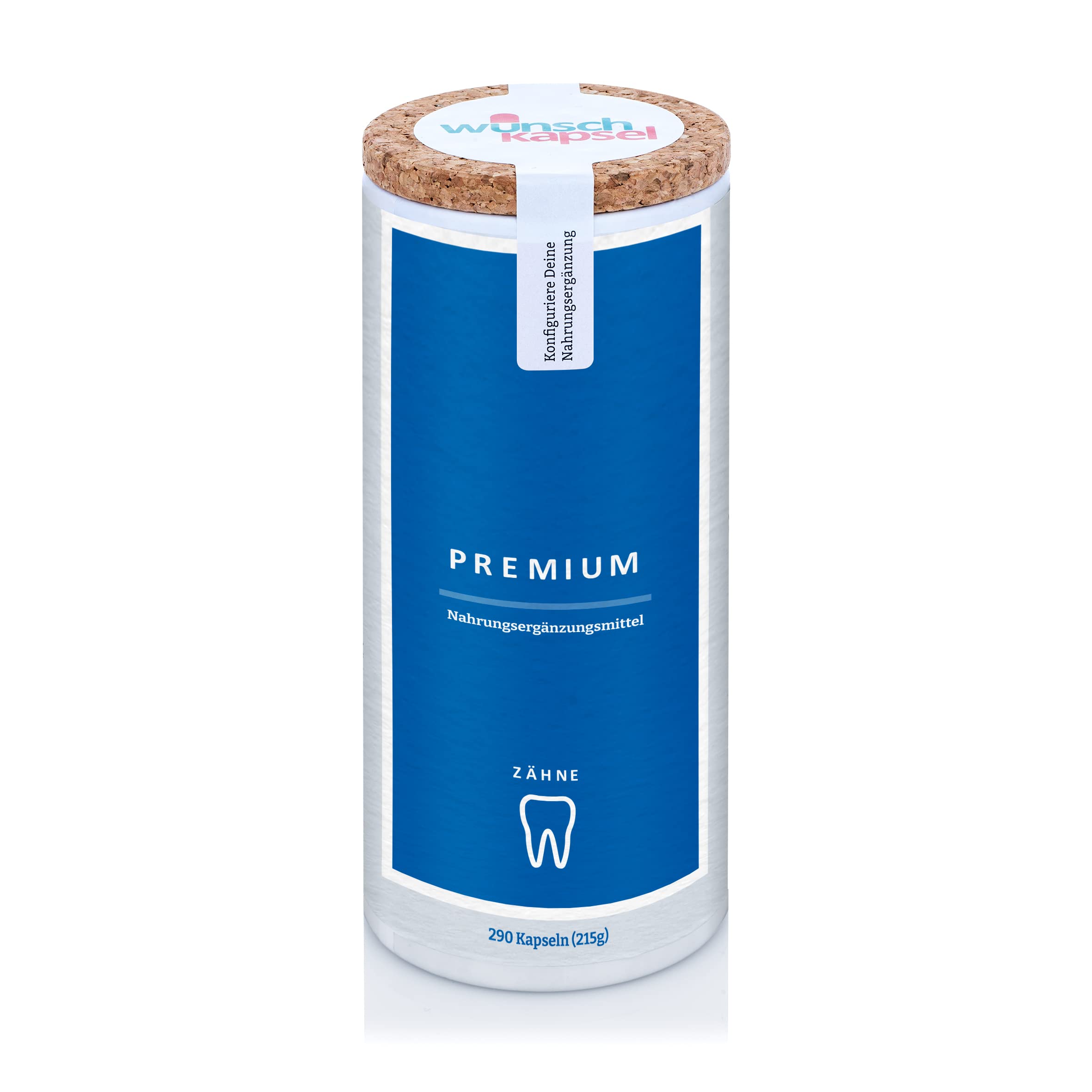 Zähne Premium Nahrungsergänzung aus der deutschen Wunschkapsel-Manufaktur. Handgefertigt mit einzigartigen Inhaltsstoffen. Mikronährstoffe für das Gebiss mit optimaler Bioverfügbarkeit