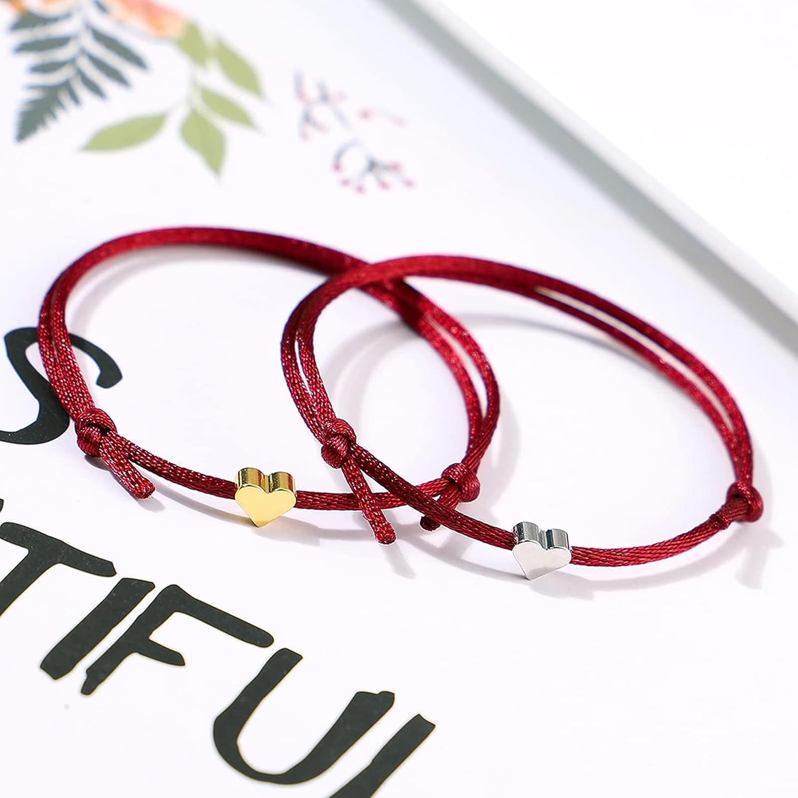 TPZORJX 10 pcs braccialetti dell'amicizia Bracciale Anima Gemella,a forma di cuore,da donna,in filigrana,a forma di cuore,regolabili,per donne e ragazze Regalo per Coppia Lui Lei Fidanzata Fidanzato