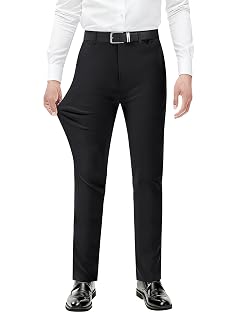 Mens Stretch Dress Pants with Expandable-Waist 3 Fits Slim Fit Classic Straight Big Tall
