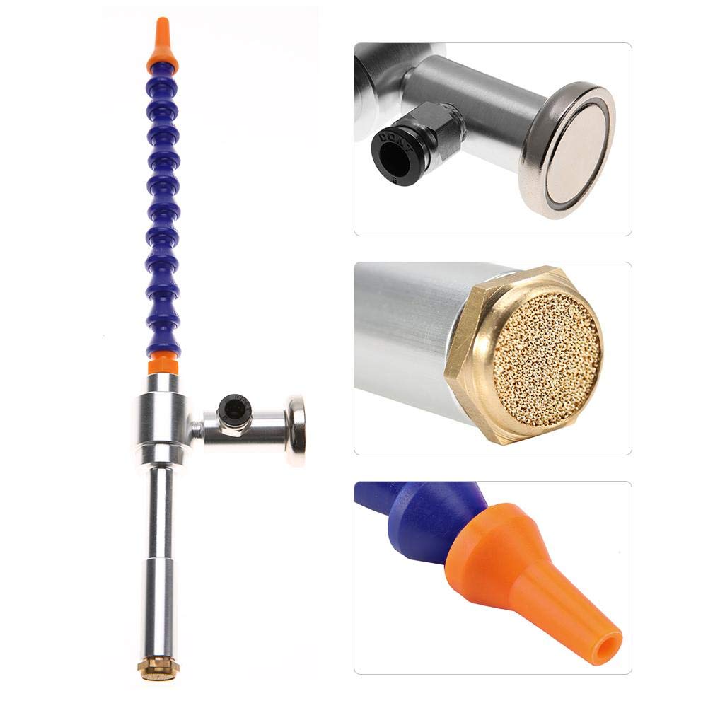 Akozon Pistola de aire frío de 130 mm, máquina de flujo de aire de refrigeración en seco con tubo flexible (08 + base magnética)