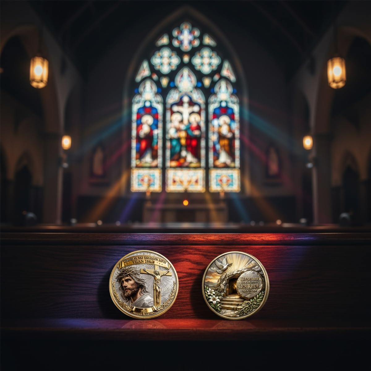 No Greater Love Resurrection Commemorative Coin, Christian Challenge Coin with Jesus Cross Crown of Thorns, “He is Risen” Empty Tomb Bible Verse Token, Religious Keepsake for Believers (10PCS)