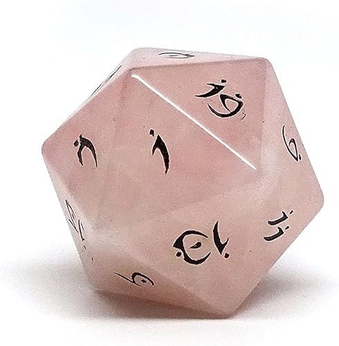 Miniatura 6 de Dados de piedra semipreciosa D20 individuales con fuente Elvenkind (howlita blanca)