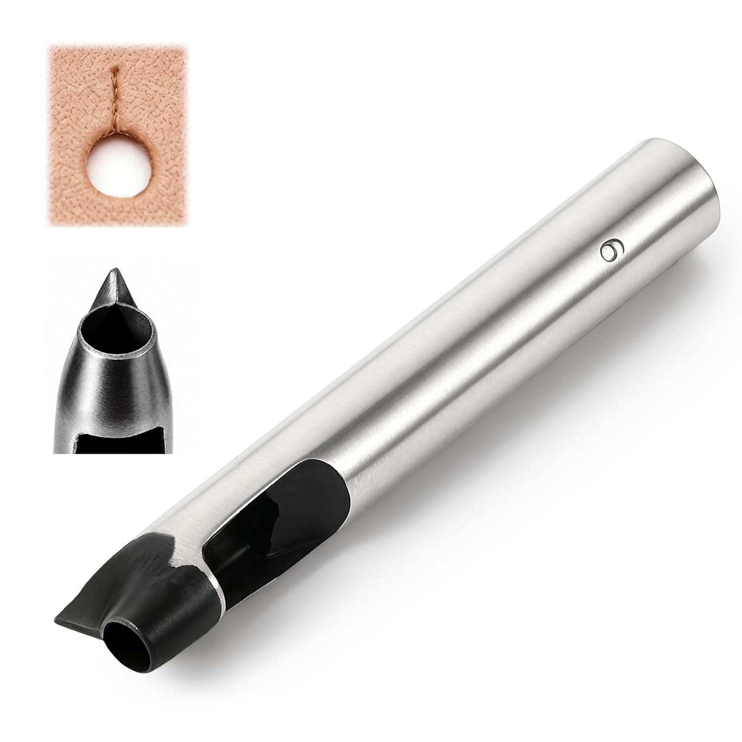 Leather Button Hole Punch, 45# Steel Professional Button Punch Tool Kit for Leather, Fabric, DIY Craft Projects, Beginners & Leatherworkers(5mm)
