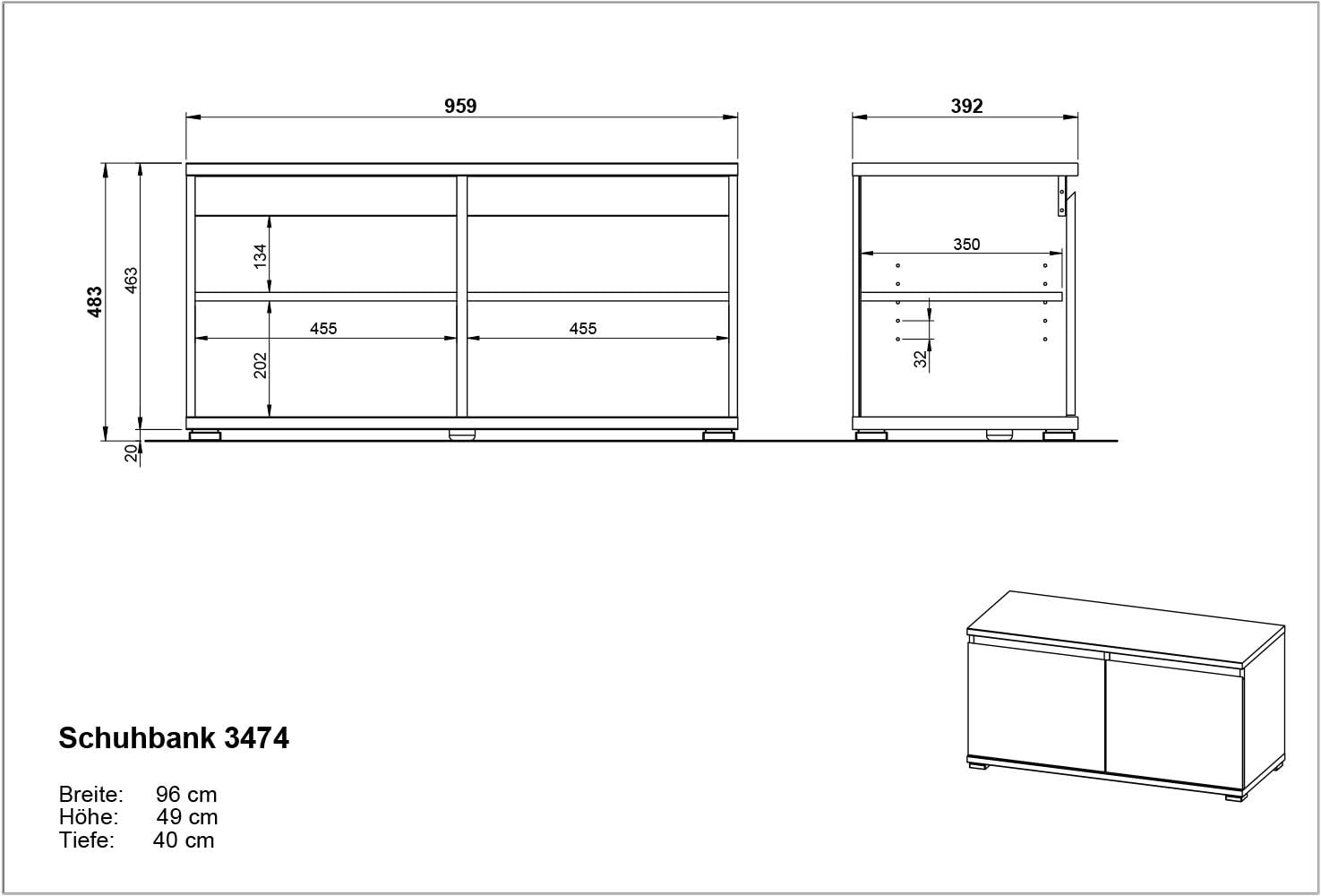 GERMANIA DIE MÖBELMACHER Shoe Bench, Oak Engineered Acrylonitrile butadiene styrene Composite Wood, Anthracite, 96 x 52 x 40 cm