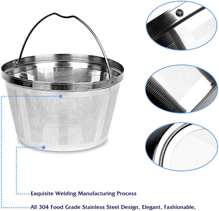 8-12 Cup Reusable Basket Permanent Coffee Filters, Perfect Fit for 8-12 Cup Mr. coffee, Black and Decker Krups Basket-Style Coffee Maker Filters and Basket Paper Filters (Mr.coffee): Kitchen & Dining