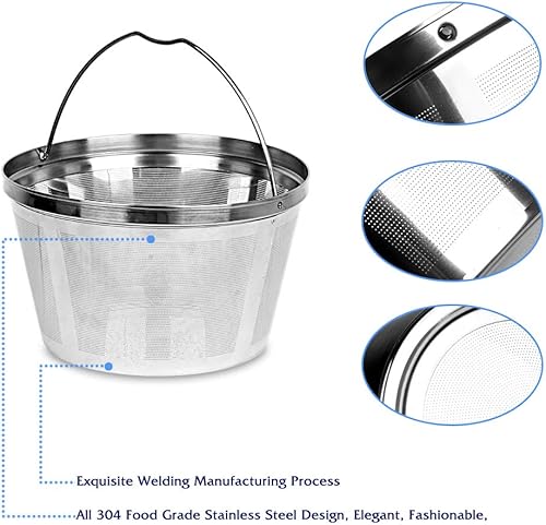 Miniatura 10 de Filtros de café permanentes reutilizables para cesta de 8 a 12 tazas, ajuste perfecto para cafetera Hamilton Beach Cuisinart de 8 a 12 tazas