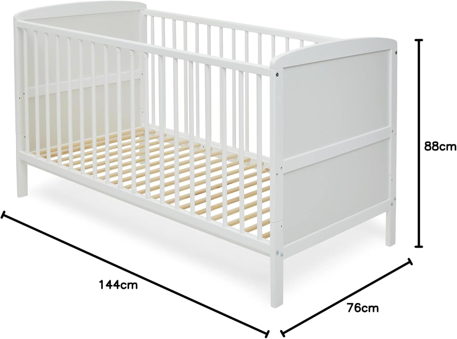 Kids Collective Lettino per bambini 70x140 Lettino trasformabile con sponde regolabili in altezza e barre rimovibili | bianco Legno massello di pino Made in Europe | dalla nascita fino ai 6 anni