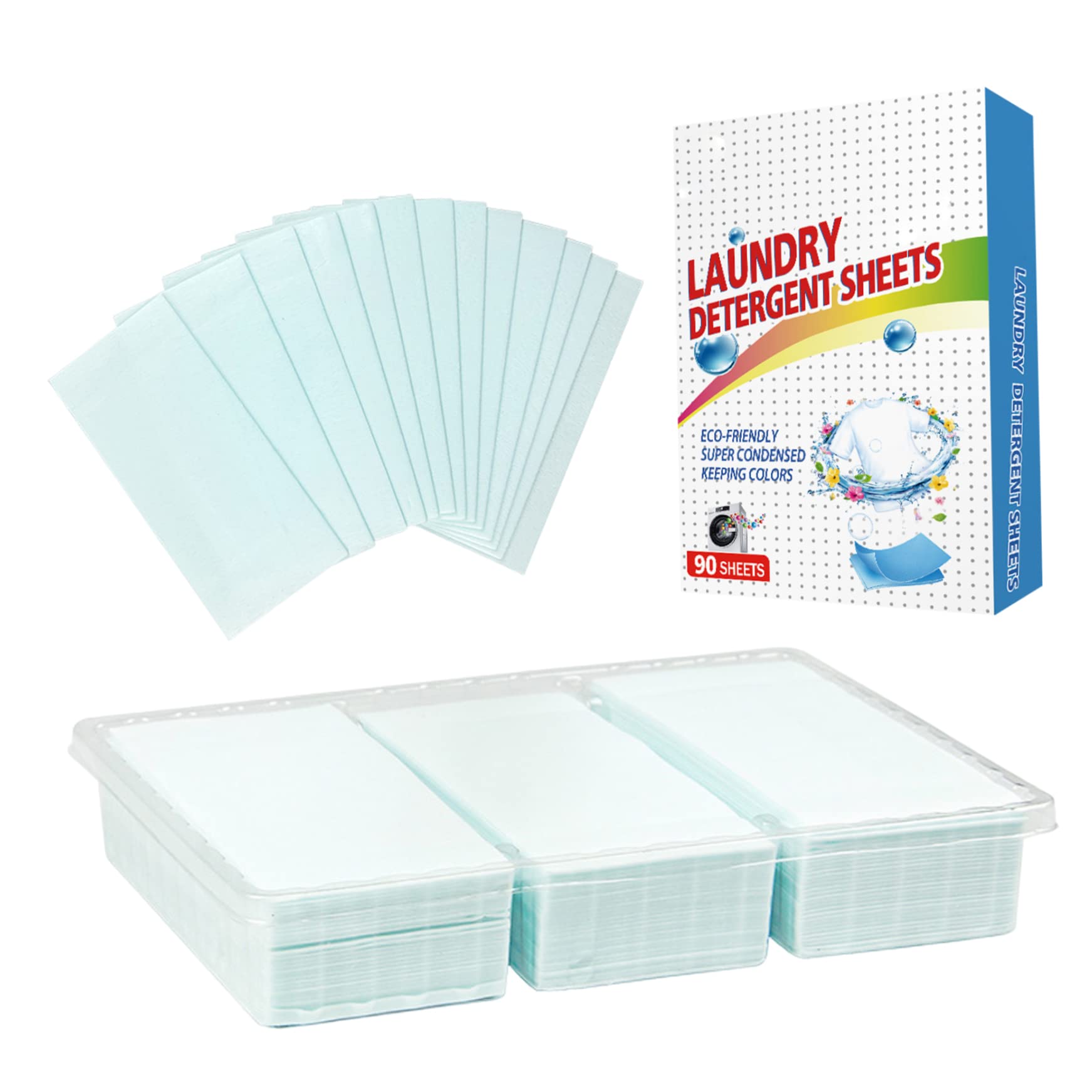 90PCS Washing Detergent Sheet Deep Stain Removal Laundry Detergent Sheet Strip Laundry Soap Sheet for Home Travel