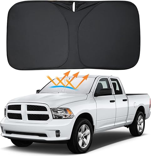 D-Lumina - Parasol plegable para parabrisas para Dodge Ram 1500 2009-2018, protector de sol frontal que bloquea los rayos UV, accesorios