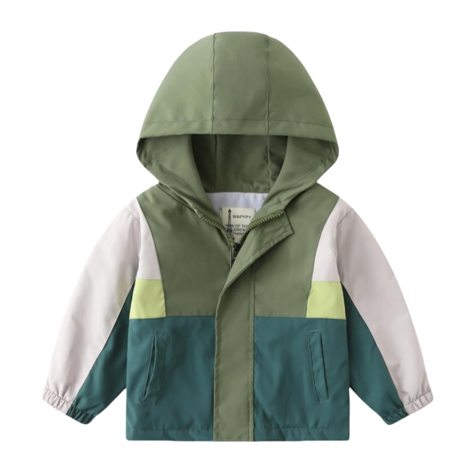 Rngeddg Baby Kid Hoodie Warm Jacket Zip Up Hooded Color Blocked Sweatshirt Soft Winter Coat Boys Girls School Outerwear (Green,100/2-3 Y,Unisex,Big Kid,US,Age,2 Years,3 Years)