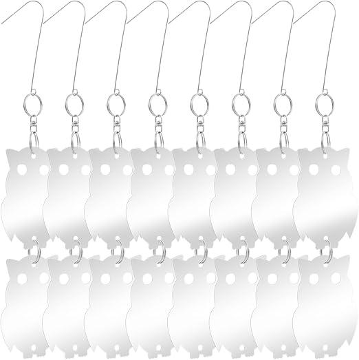 Bird Reflectors to Keep Birds Away, 8-Pack Reflective Owl to Scare Birds Away, Easy to Install Decorative Reflective Bird Scare Discs for Outside Patio, Garden, Windows, Warehouse