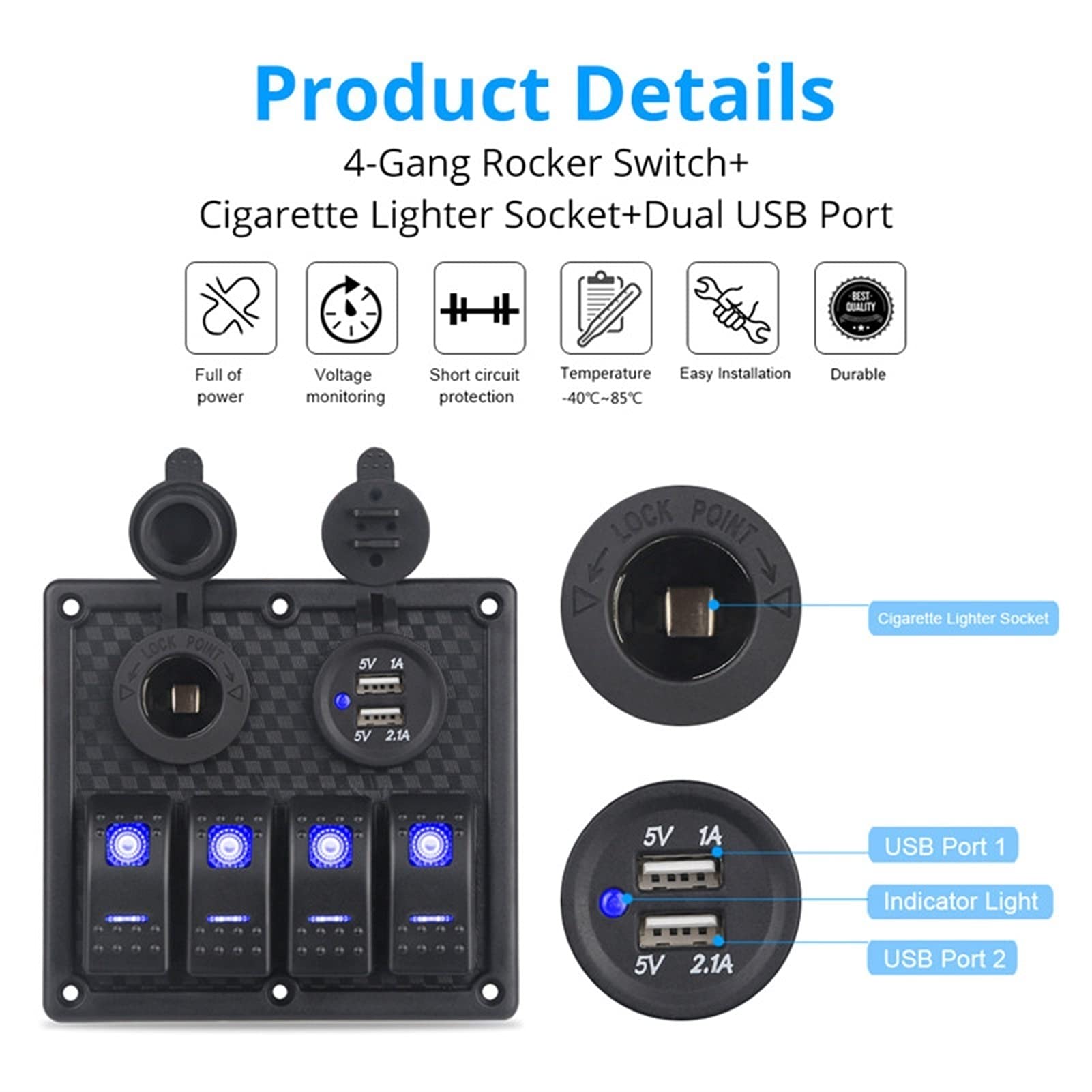 Herorider Boat Rocker Switch Panel Podwójna ładowarka USB