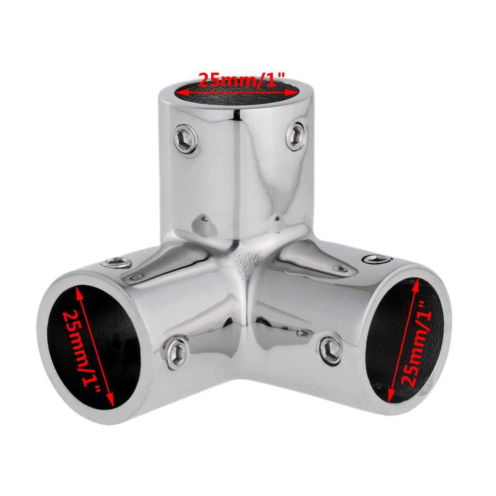 316 Acciaio Inox Marine Barca Rail Raccordo 3 Vie Angolo per 1" 25mm Tubo