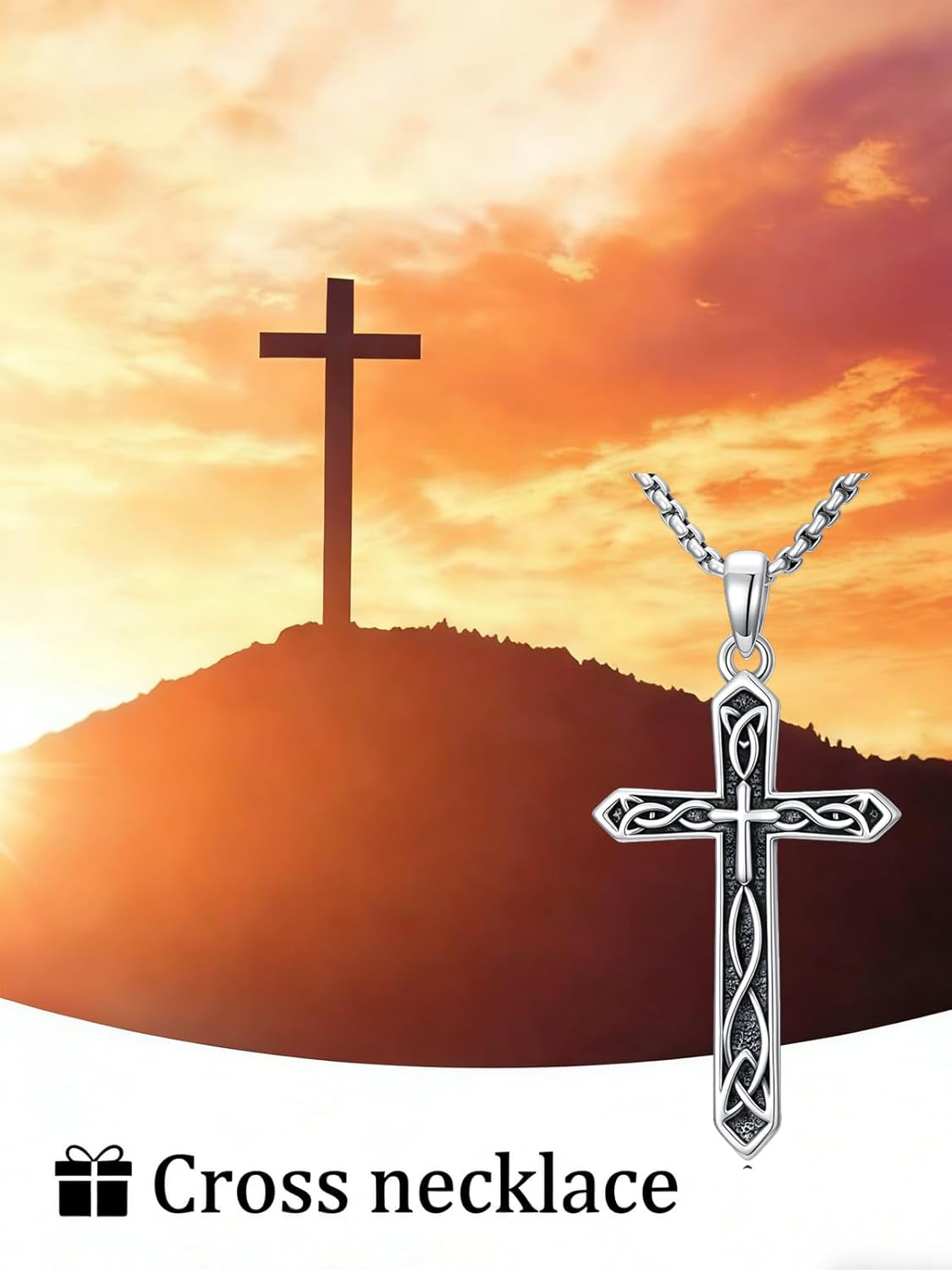 Men's Cross Necklace 925 Sterling Silver Cross Pendant Fathers Day Anniversary Birthday for Women Men Father Dad Husband Son Brother - Image 4