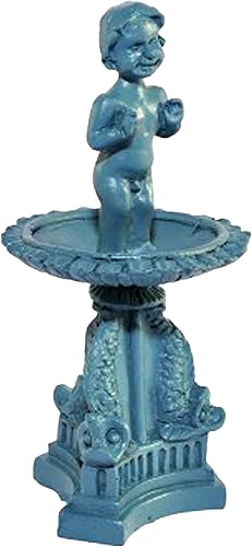 Melody Jane Dolls Houses Casa de muñecas Fuente de querubín azul miniatura decorativo accesorio de jardín 112