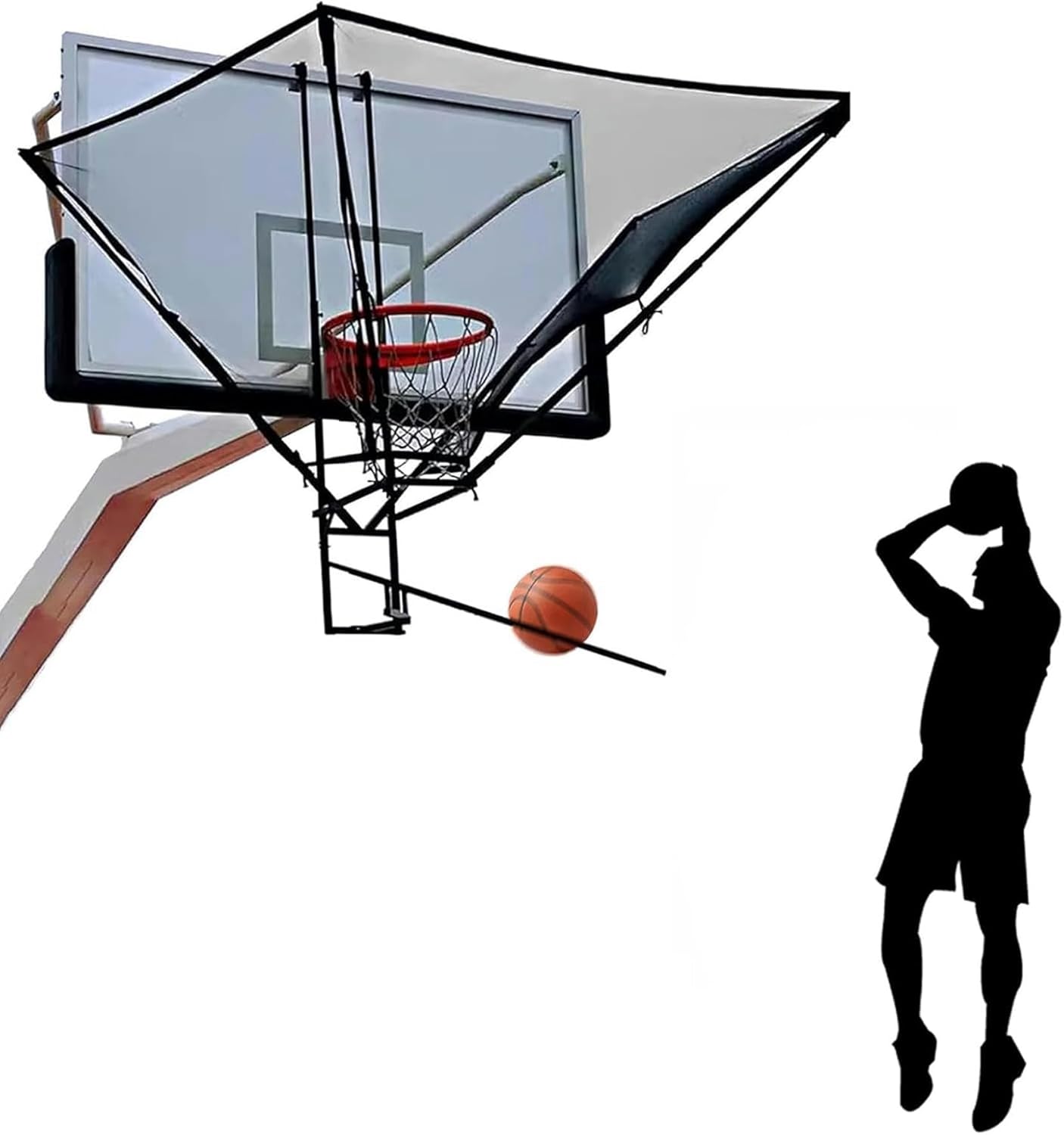 Basketball Hoop Returner Shot Return Apparatus Youth/Adults/Kids Catcher Net Rebounder Metal for Home School Gym Hang Portable Train