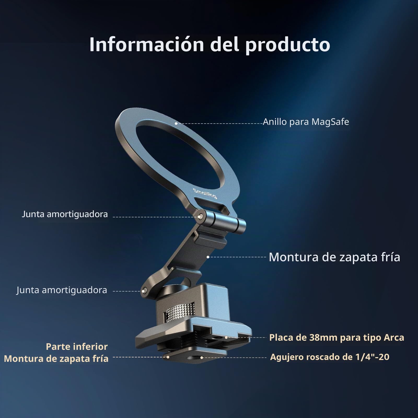 SMALLRIG Soporte de metal para teléfono móvil con placa base para Arca Standard compatible con DJI RS 4 Mini, soporte para teléfono móvil con zapata de accesorios, soporte de trípode para iPhone 17/16