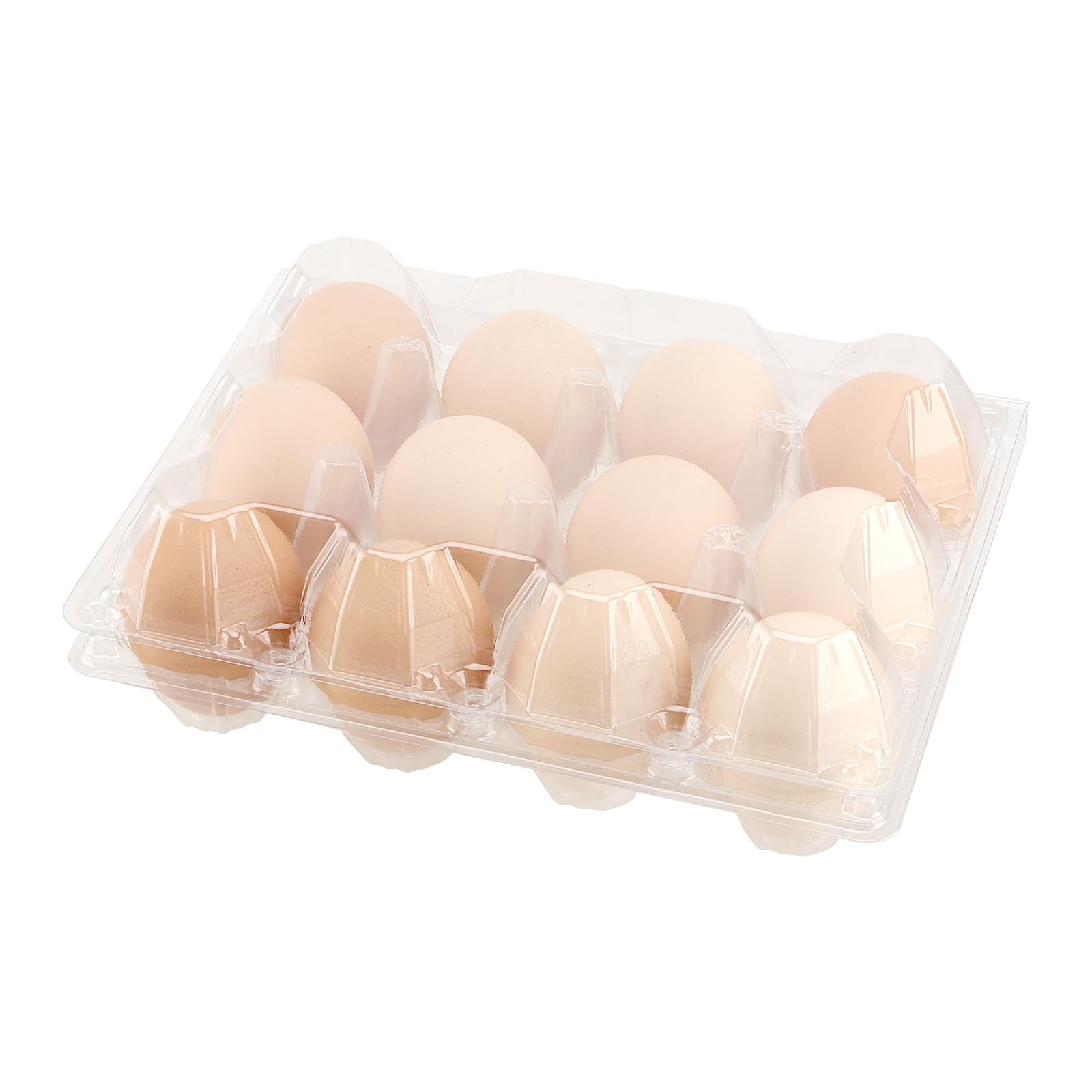 FUNSUEI 100 Piezas de Cajas de Huevos de Plástico Transparentes con 12 Unidades, Bandejas Blancas para Almacenamiento de Huevos, 19,3 x 14,6 x 6,2 cm