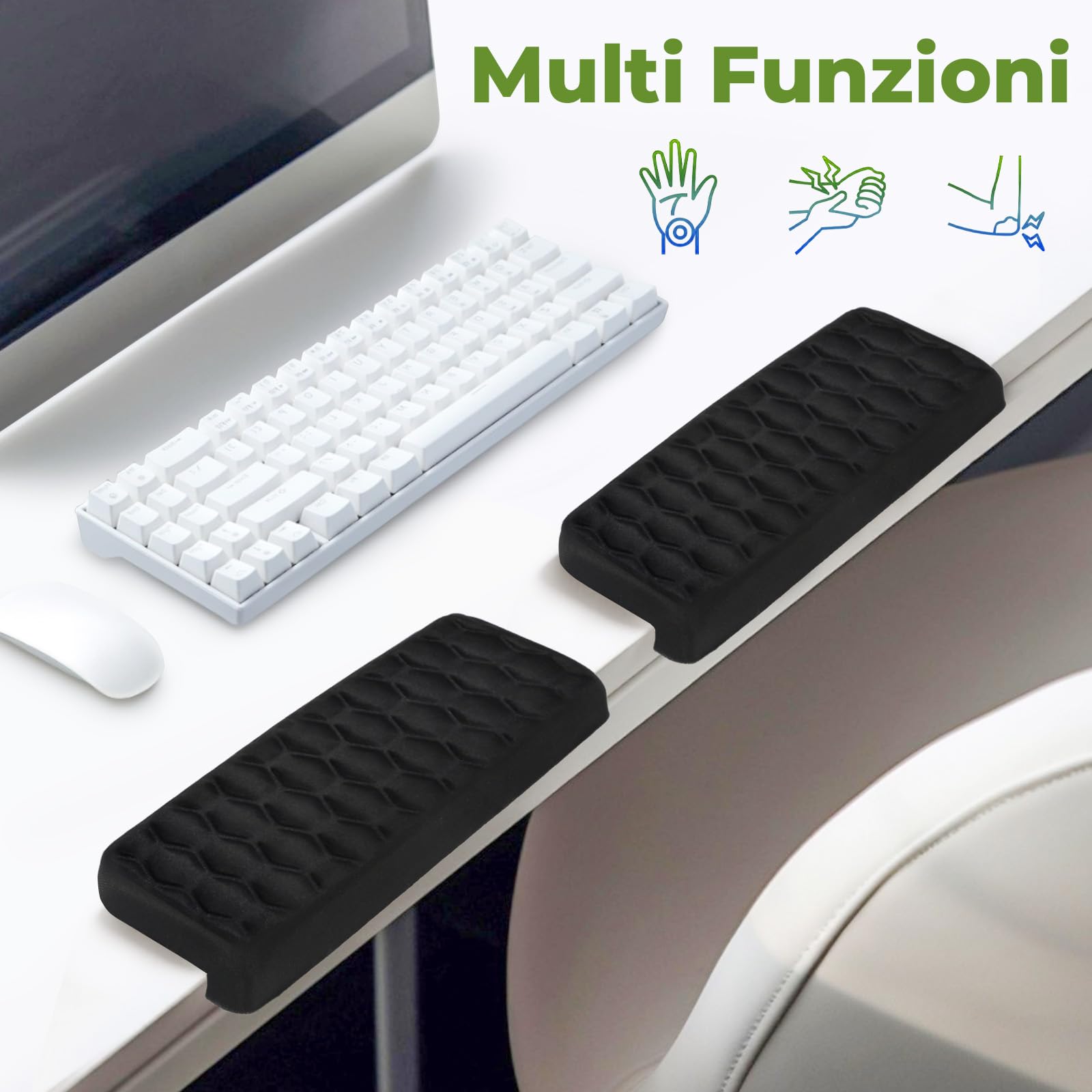 Poggiagomiti da Scrivania a Forma L 30x10.5cm Memory Foam Supporto Gomiti Ergonomico